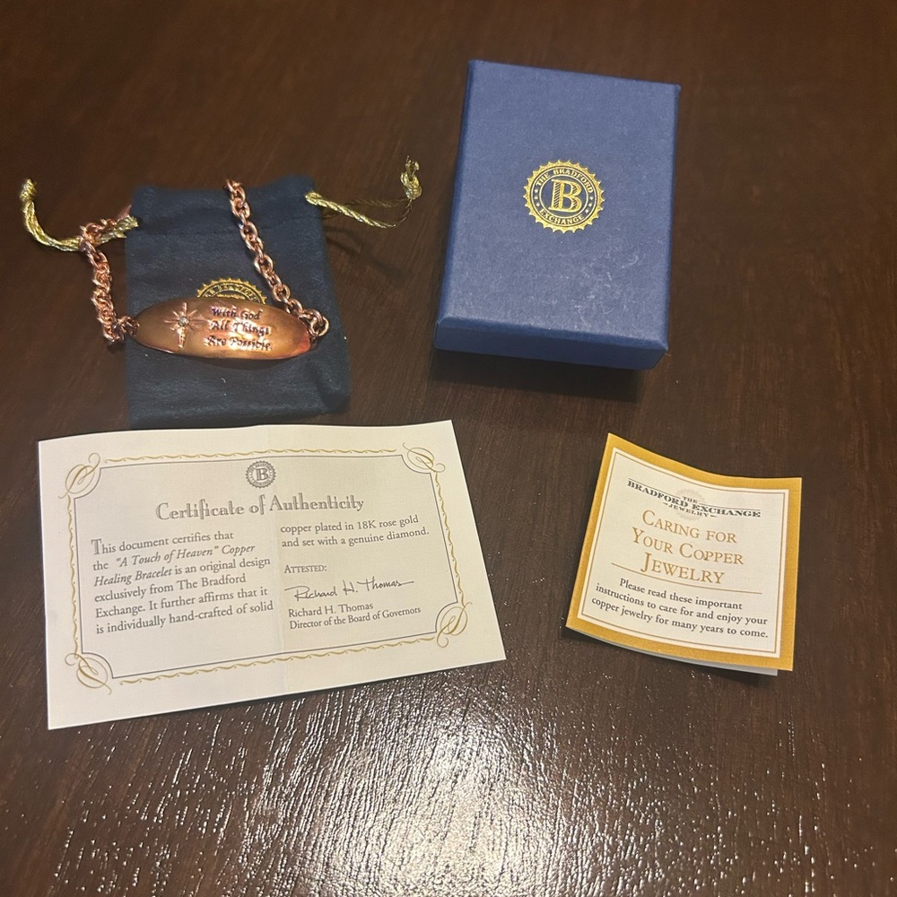 Bradford Exchange “A Touch Of Heaven" Engraved Copper Healing Bracelet
